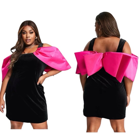 ASOS Curve Dresses & Skirts - ASOS LUXE Bardot Sleeve Velvet Dress